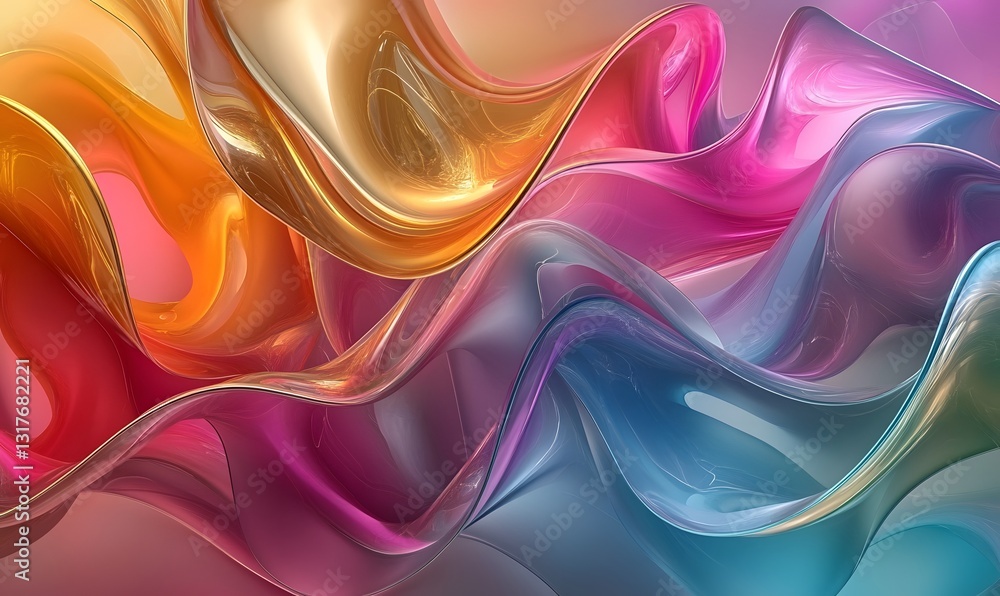 Aufkleber abstract gradient flow background with wavy lines and vibrant colors
