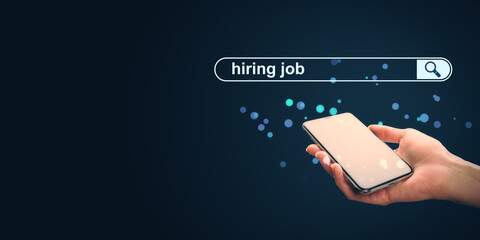 Searching for job opportunities online using a smartphone.