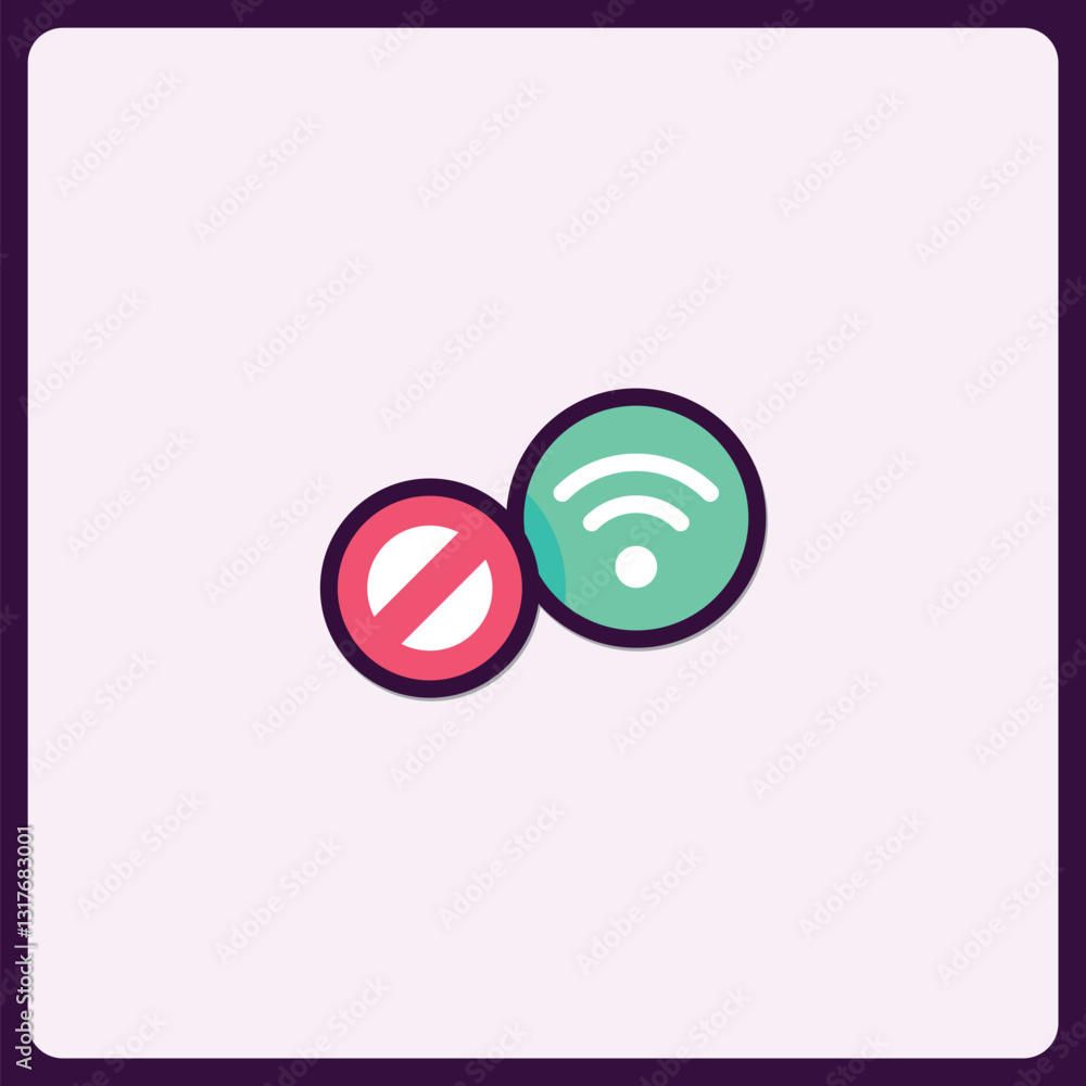 Poster connectivity status display depicting connected and disconnected wifi signal