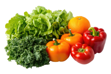 Fresh assorted vegetables and fruit close-up