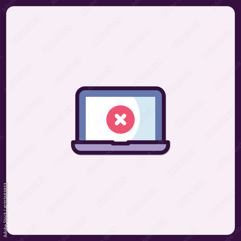 Poster laptop error symbol icon, indicating technical fault or system failure on device