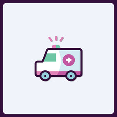 Stylized ambulance icon illustration with a modern design aesthetic