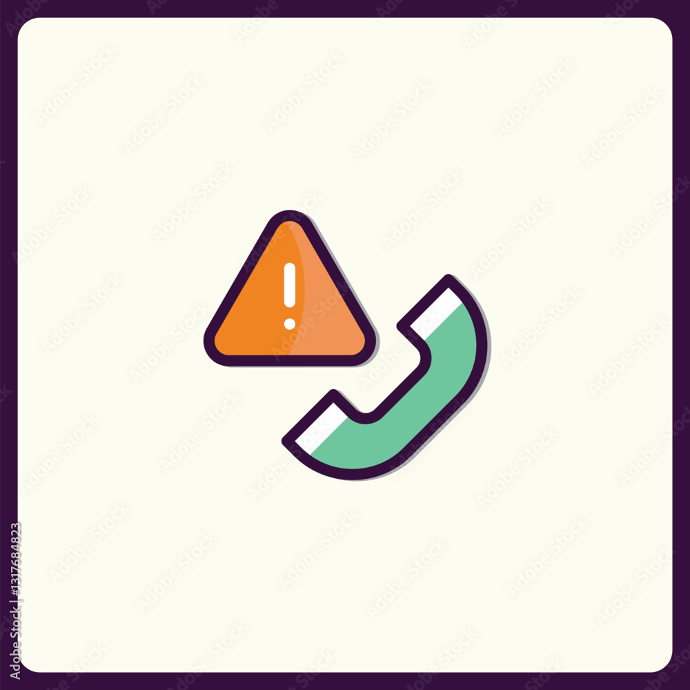 Poster telephone notification icon indicating an issue with a call or connection
