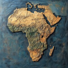 Relief map of Africa on textured background