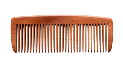 High Quality Natural Wooden Hair Comb Brown Color Detailed Texture Isolated on Black Background Perfect for Hair Care and Styling