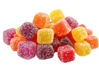 Colorful chewy fruit candies piled high
