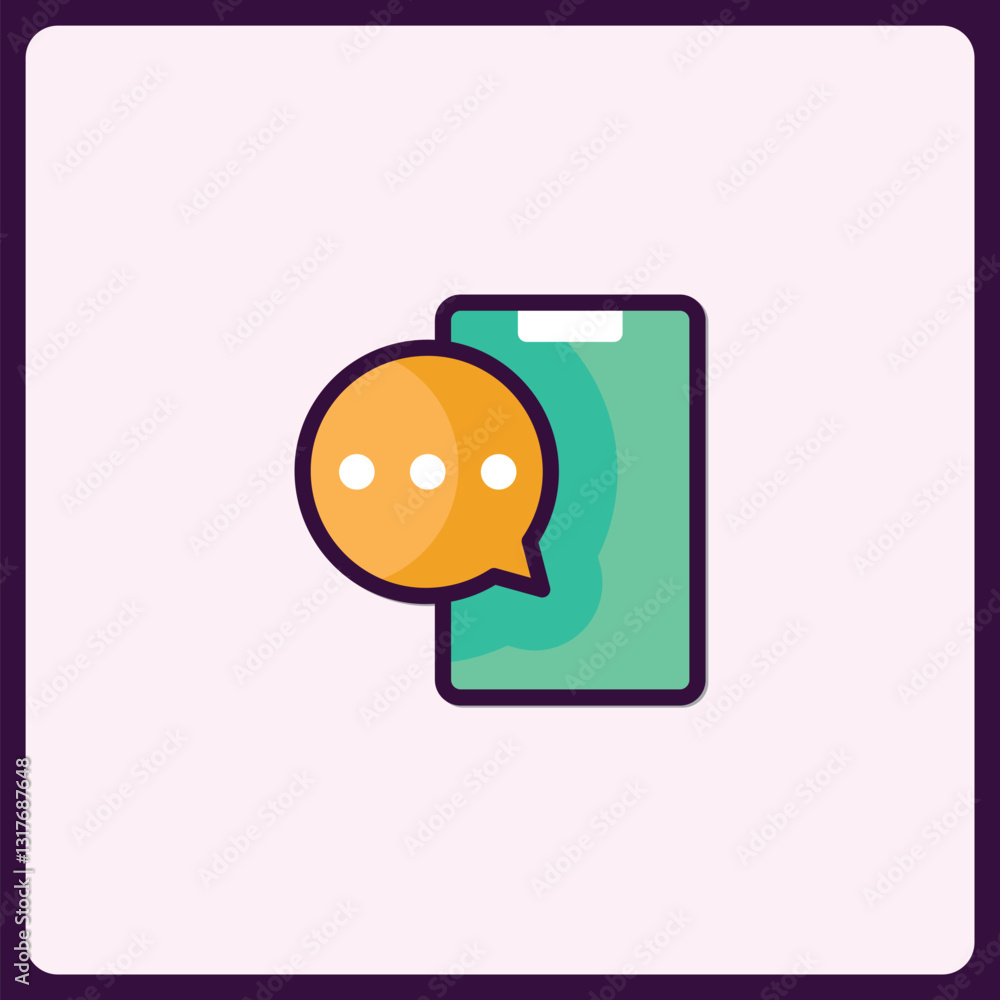 Poster vibrant smartphone with message bubble icon design for app notification