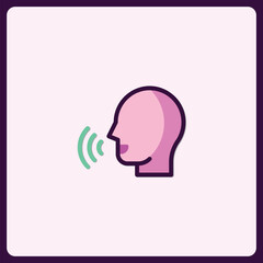 Human head with sound waves emanating illustration for digital communication