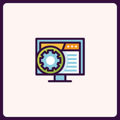 Computer with gear icon representing configuration and settings operations