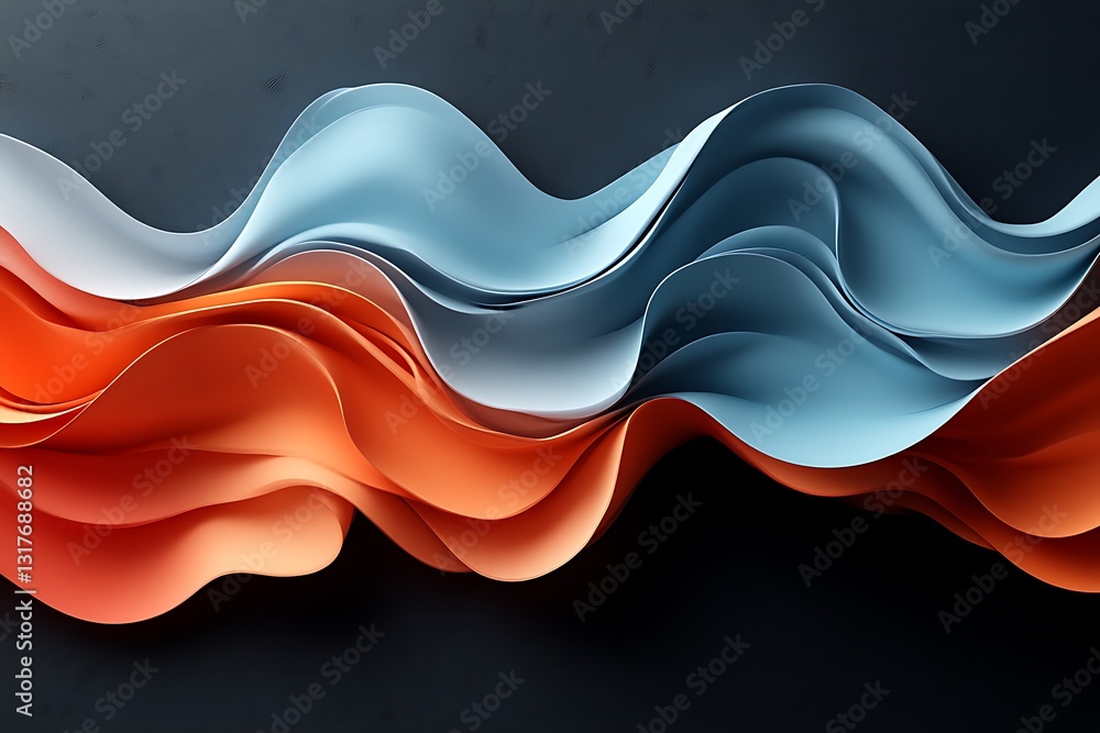 Aufkleber abstract image composed of flowing layered waves of color