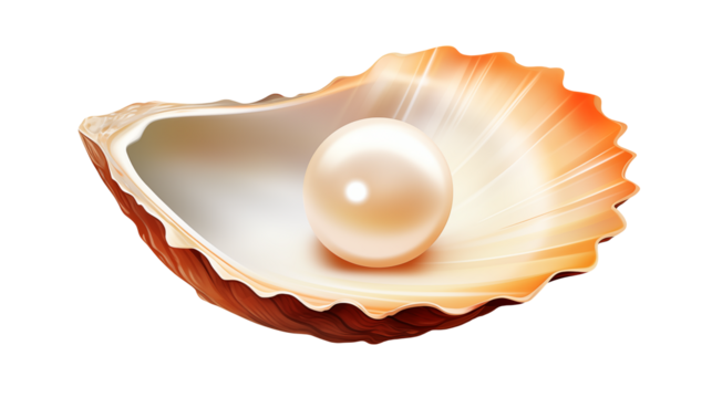 Beautiful Creamy Pearl Inside Elegant Orange Shell Natural Ocean Treasure Luxury Jewel High Resolution Image Perfect for Design