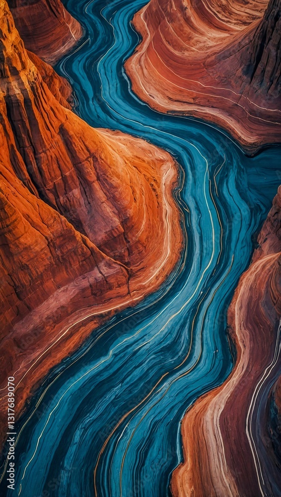 Poster abstract background with colorful contour lines resembling a canyon.