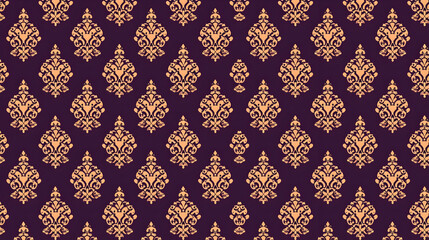 Elegant damask pattern, repeating design, purple background,  suitable for textile, wallpaper, or packaging