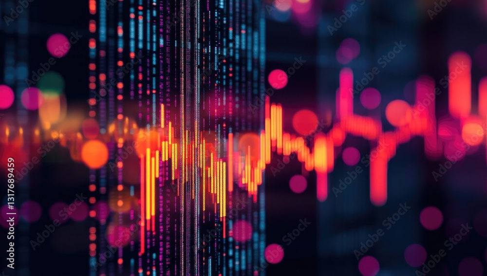 Aufkleber abstract digital display, vibrant colors, data visualization, colorful lines and patterns, dynamic v