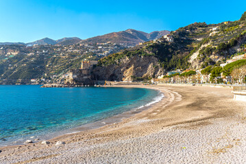 The small town of Maiori has been a popular tourist resort since Roman times, with the longest unbroken stretch of beach on the Amalfi coastline.