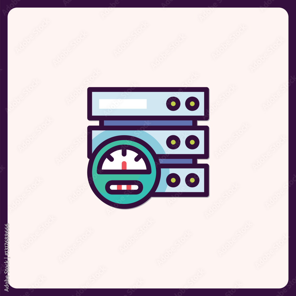 Poster server load icon indicating high performance with clean design style