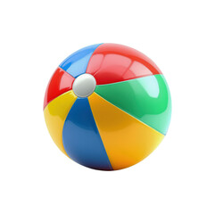 Colorful Inflatable Beach Ball with Rainbow Stripes Pattern Swimming Pool Party Toy Classic Summer Fun Design Isolated on Transparent and White Background