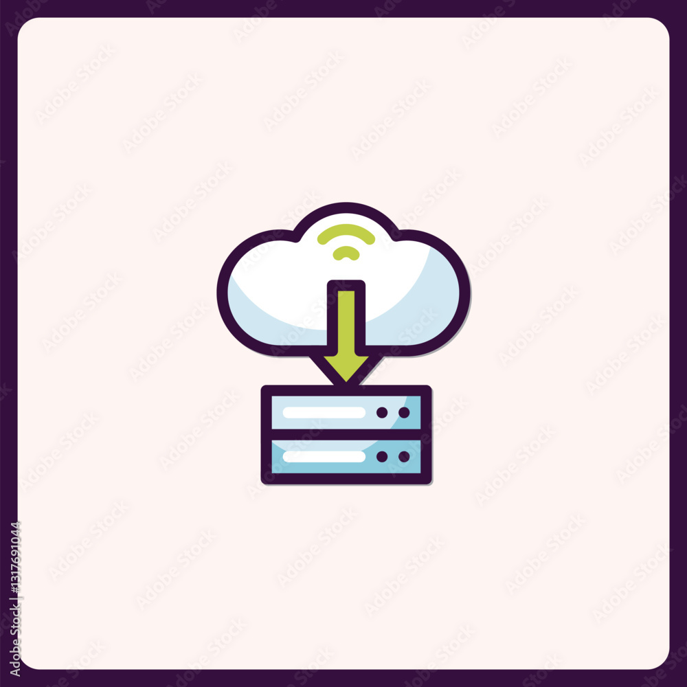 Aufkleber cloud data transfer with seamless arrow connection server illustration