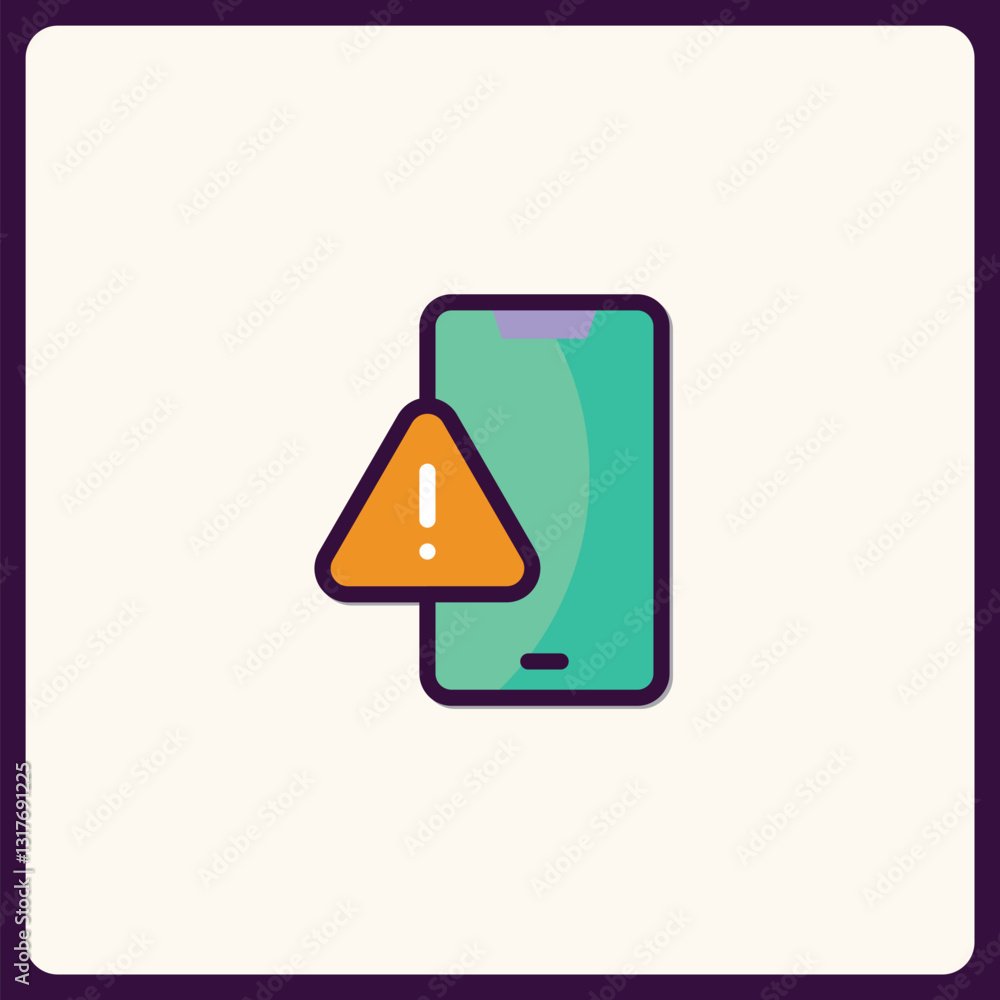 Poster alert notification on smartphone representing technical issues or security risk