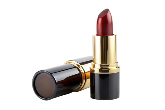 luxury lipstick with black and gold tube image isolated transparent background