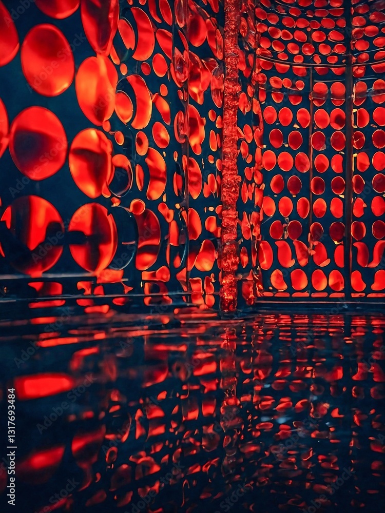 Poster abstract background with red glowing bokeh circles.