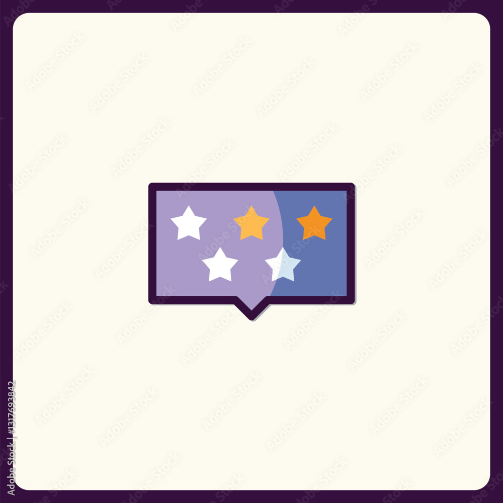 Aufkleber rating message icon with stars for feedback and user experience