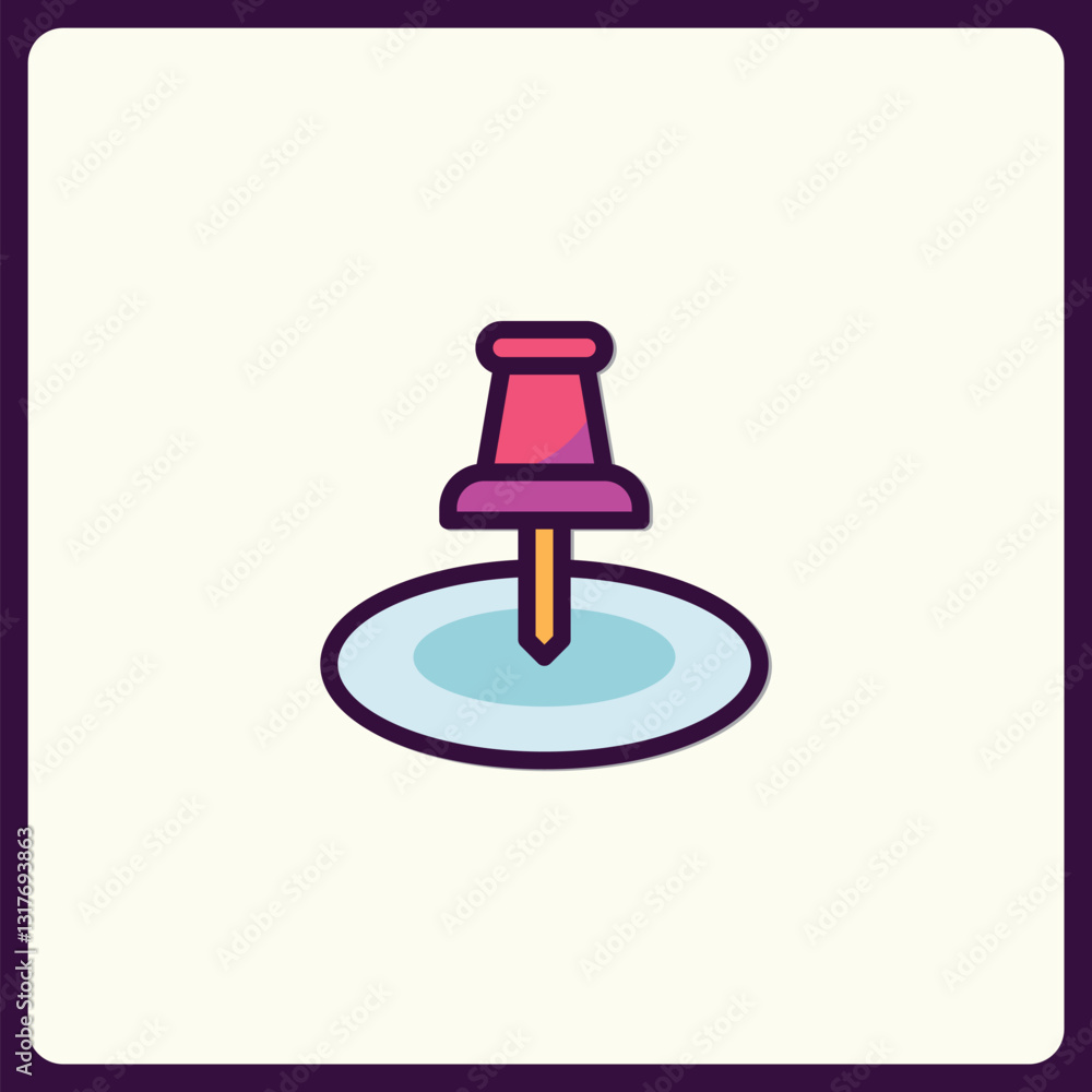 Poster vibrant pushpin vector icon for interface and user experience design projects