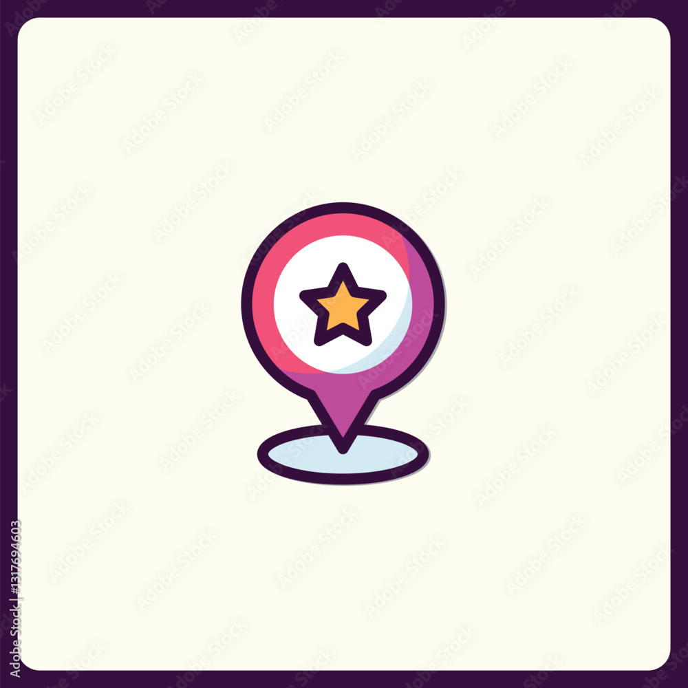 Poster decorative star location marker with modern design for interactive mapping interface