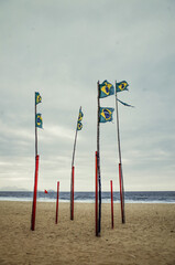 Brazilian flags on the beach