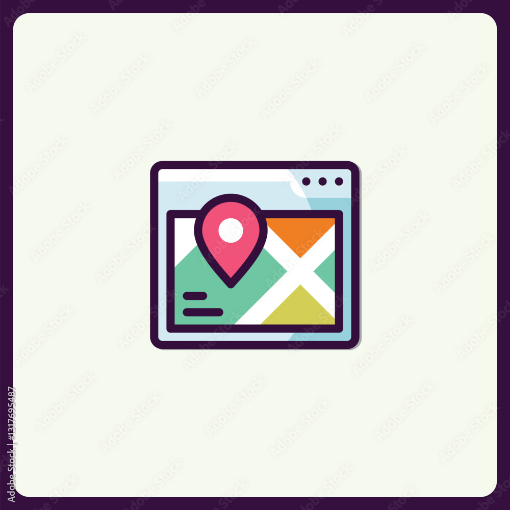 Poster location based service displayed on web interface icon illustration