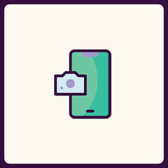 Obraz premium Smartphone photography concept with camera icon for mobile technology