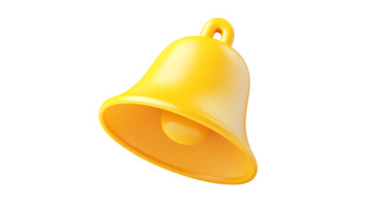 Yellow Bell Icon with 3D Effect PNG