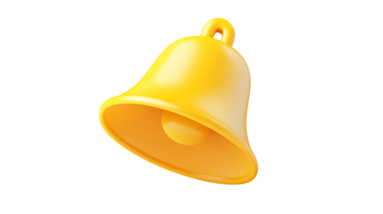 Yellow Bell Icon with 3D Effect PNG