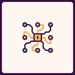Obraz premium Modern Minimalist Technological Circuit Icon with Abstract Geometric Design