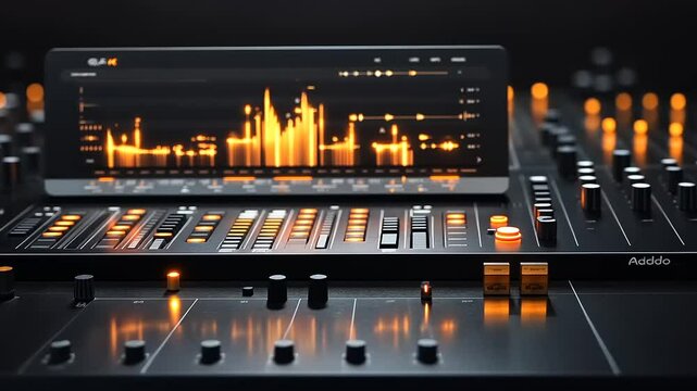 A digital audio mixer interface displaying sound levels and controls for music production.