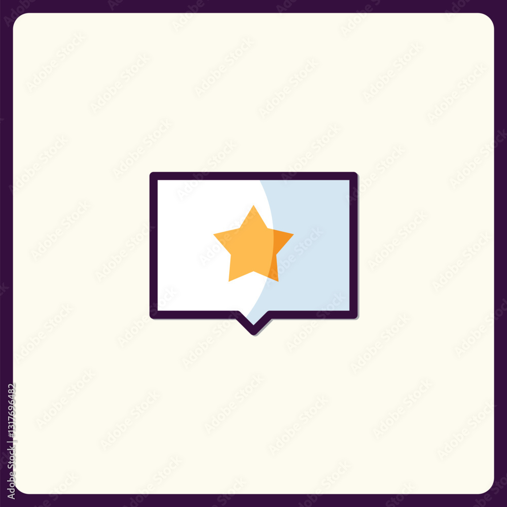 Poster simple star in chat bubble icon for feedback and rating visual communication