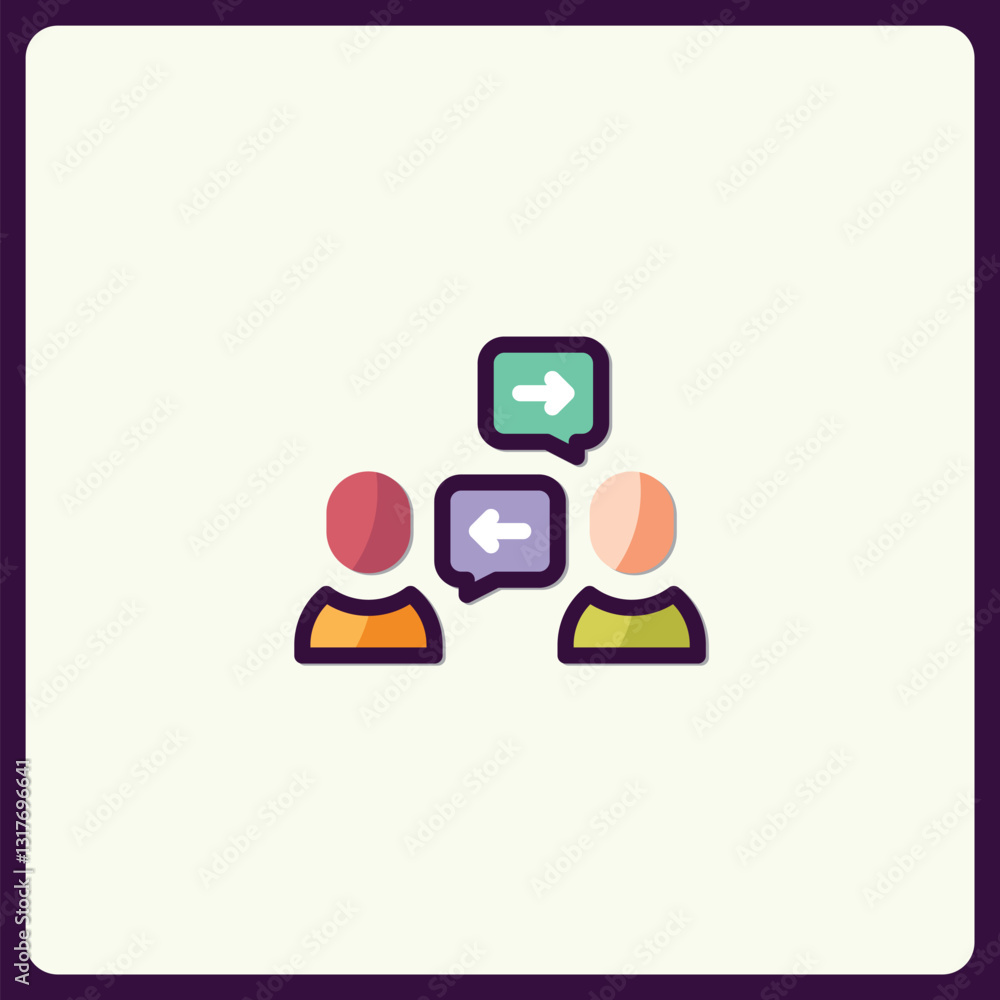 Poster conceptual communication icon illustrating dialogue and exchanging views