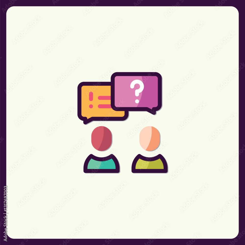 Poster engaging communication concept icon symbolizing question and answer dialog