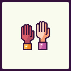 Obraz premium Diverse hands raised in collaborative harmony, unity and equal rights icon