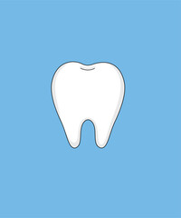 Flat Design Illustration with Tooth at Blue Background