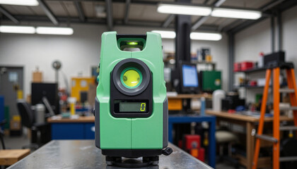 Laser distance measurer on workshop table, DIY Home Renovation