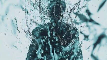 a silhouette of a person merges with water