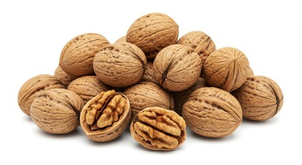 Pile of Raw Walnuts with Shells