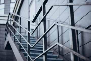 Obraz premium External stairs on the side of the building, abstract background.