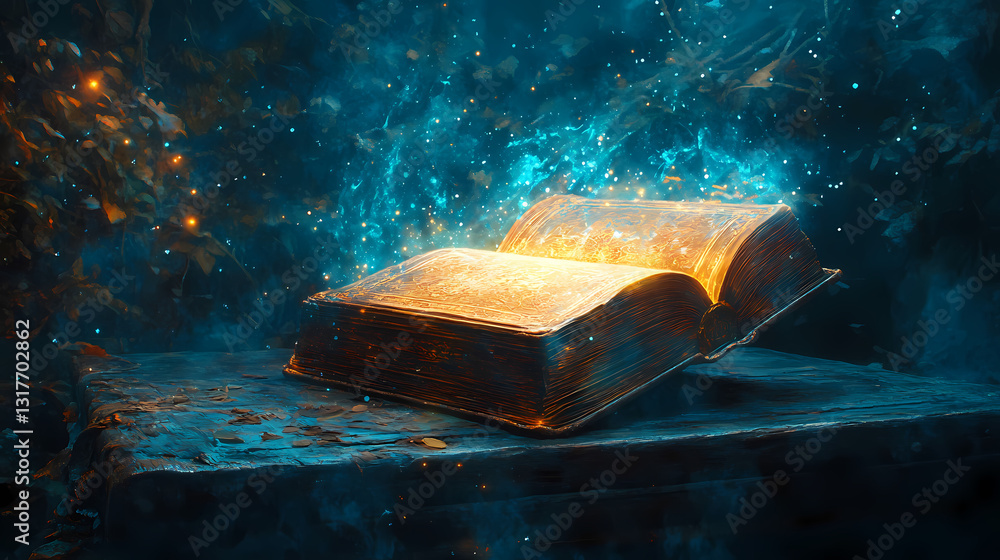 Canvas Prints ancient tome resting on a mystical bookshelf amidst an ethereal landscape of whispering spirits and 