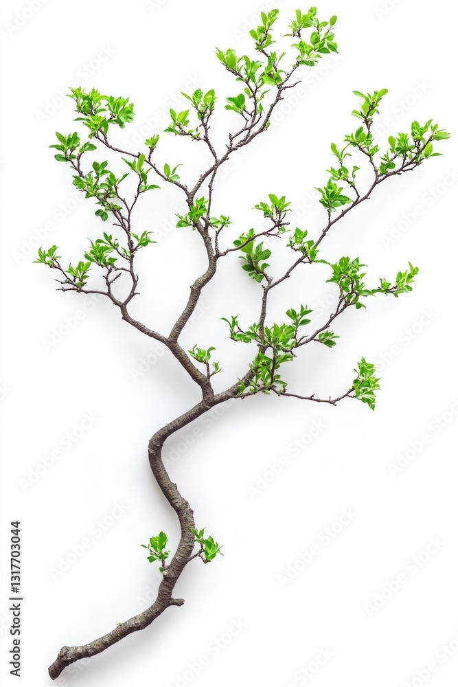 Poster tree branch on isolated white background. clipping path
