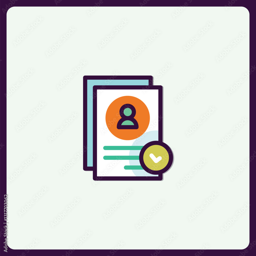 Poster document with profile and verification checkmark, job application review