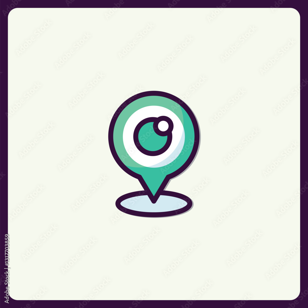 Poster web camera pin location icon for online communication and video calls