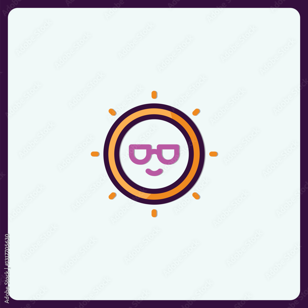 Aufkleber stylized icon of a smiling face within a circular sun design element