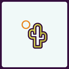 Fototapeta premium Minimalist cactus icon with sunlight design on a clean background for various use